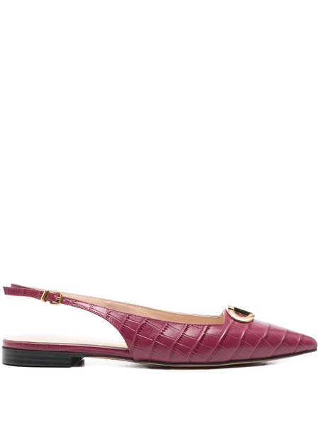  Twinset Crocodile-effect Slingback Pumps - Purple 