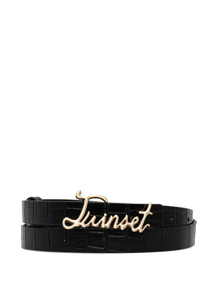  Twinset Crocodile-embossed Leather Belt - Black 