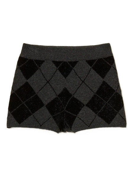  Twinset Diamond-pattern Knit Shorts - Black 