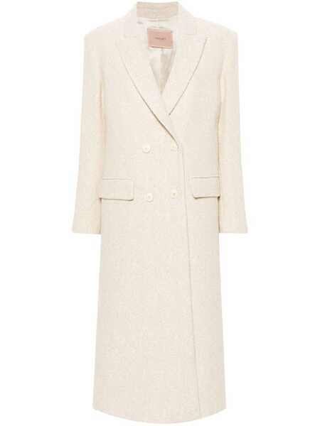  Twinset Double-breasted Herringbone Coat - Neutrals 