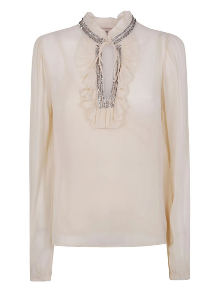  Twinset Embellished Ruffled Blouse - Neutrals 