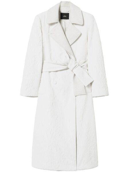  Twinset Embossed Double-breasted Coat - White 