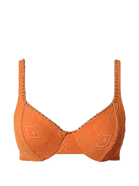  Twinset Embossed Embroidered Underwire Bikini Top - Orange 