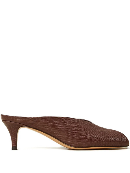  Twinset Embossed-leather Heeled Sandals - Brown 