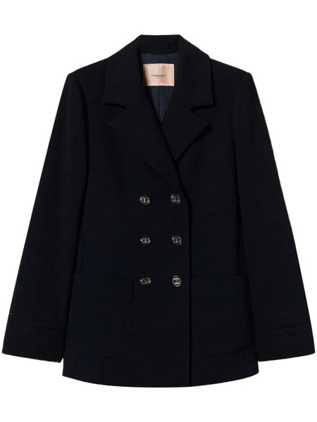  Twinset Embroidered Double-breasted Jacket - Blue 
