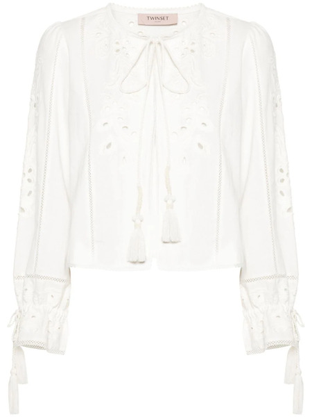  Twinset Embroidered Hook-eye Blouse - Neutrals 