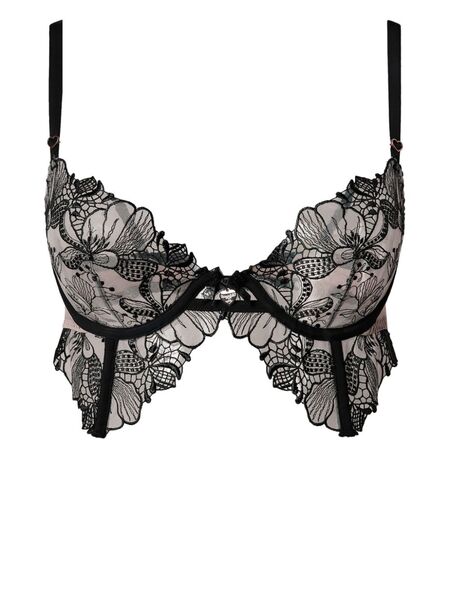  Twinset Embroidered Tulle Bra - Black 