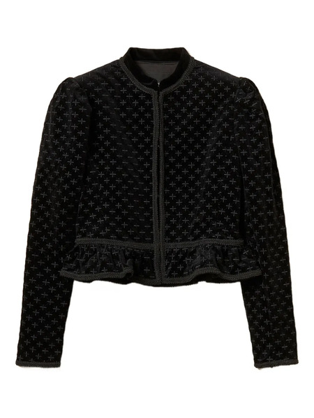  Twinset Embroidered Velvet Jacket - Black 