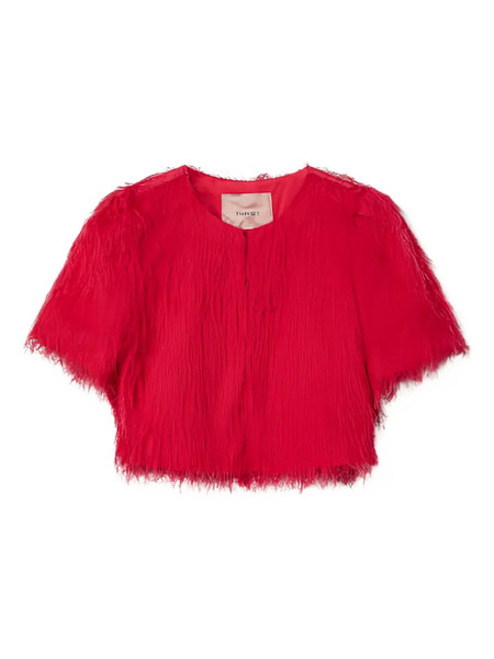  Twinset Feather-effect Short-sleeved Jacket - Red 