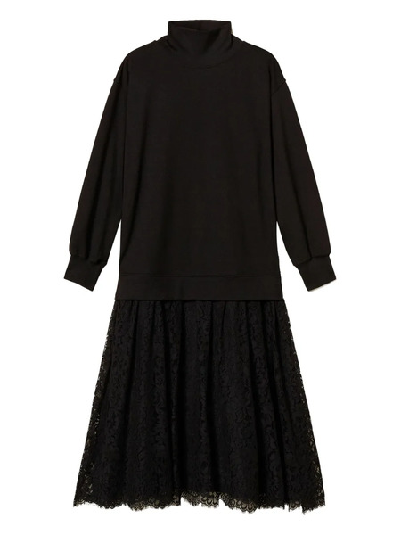  Twinset Fleece Midi Dress - Black 