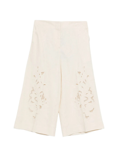  Twinset Floral-embroidered Culottes - Neutrals 
