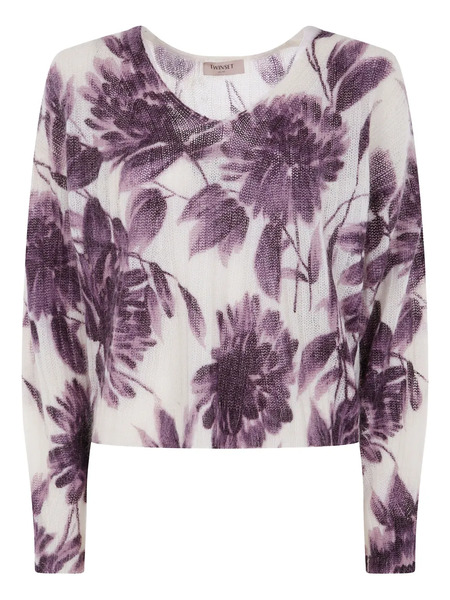  Twinset Floral Print Sweater - White 