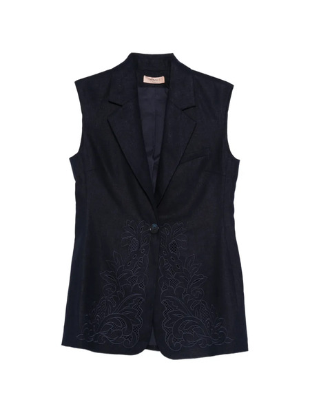  Twinset Floral Sleeveless Jacket - Blue 