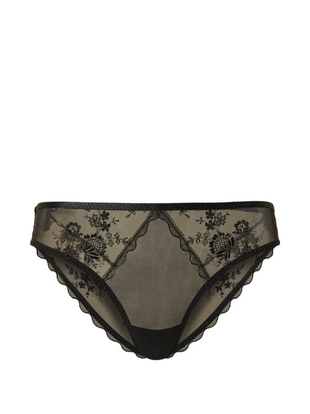  Twinset Floral Tulle Briefs - Black 