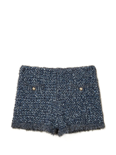  Twinset Frayed Knit Shorts - Blue 