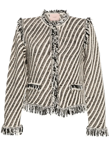  Twinset Fringed Jacquard Jacket - Black 