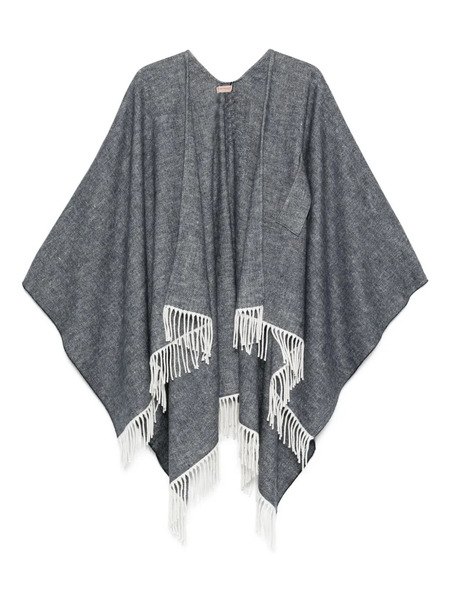  Twinset Fringed Poncho - Grey 