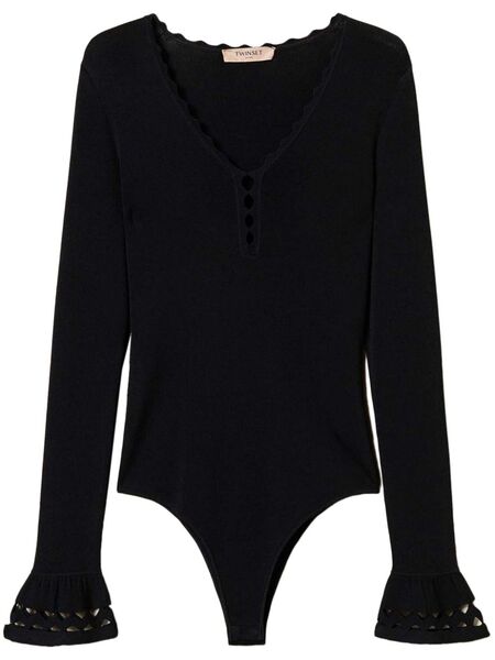  Twinset Geometric-pattern Knitted Bodysuit - Black 