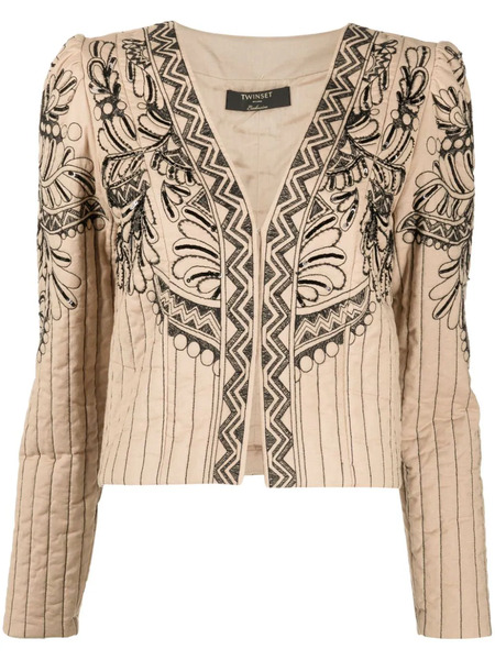  Twinset Graphic-embroidered Quilted Jacket - Brown 