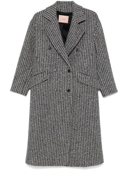  Twinset Herringbone Coat - Black 