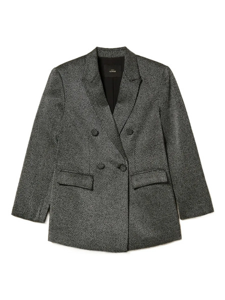  Twinset Herringbone Double-breasted Blazer - Grey 
