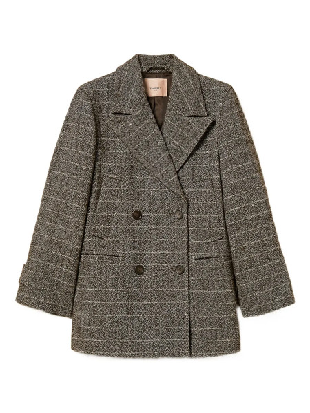  Twinset Herringbone Double-breasted Coat - Brown 