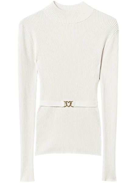  Twinset High-neck Belted Sweater - Neutrals 
