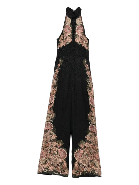  Twinset Jacquard-print Long Jumpsuit - Black 