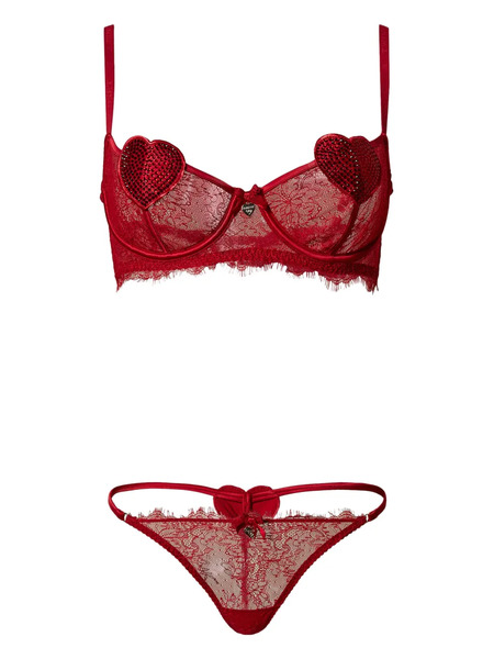  Twinset Lace Balconette Bra And G-string Set - Red 