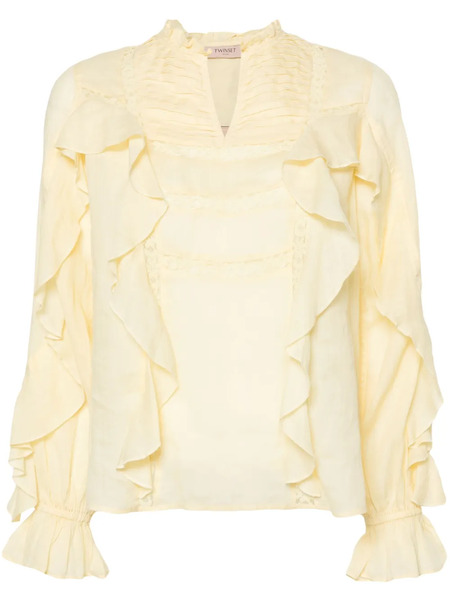  Twinset Lace-detailing Ruffled Blouse - Yellow 