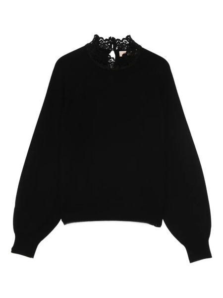  Twinset Lace-insert High-neck Sweater - Black 