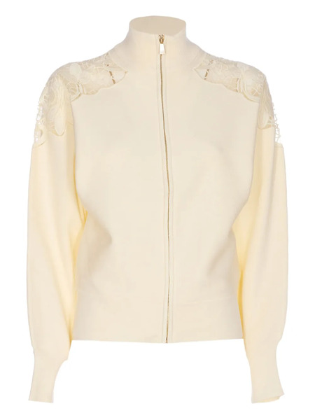  Twinset Lace-insert Zip-front Cardigan - Neutrals 