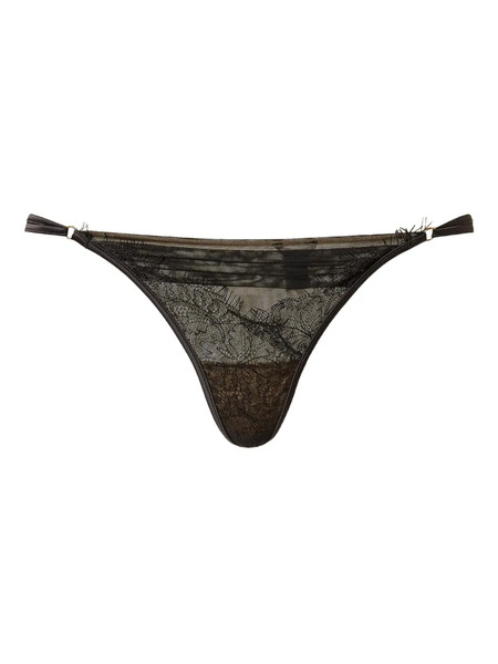  Twinset Lace-panel G-string Thong - Black 