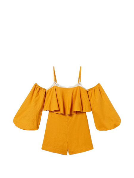  Twinset Lace-trim Ruffled Jumpsuit - Yellow 