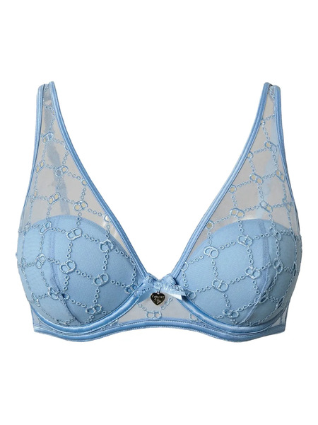  Twinset Lace-trimmed Mesh Bra - Blue 