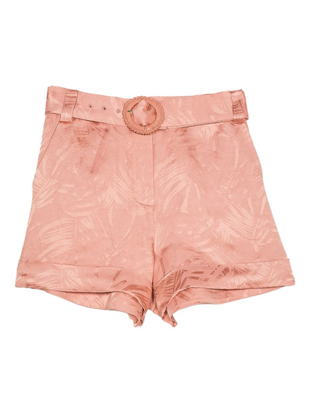  Twinset Leaf-print Belted Shorts - Pink 