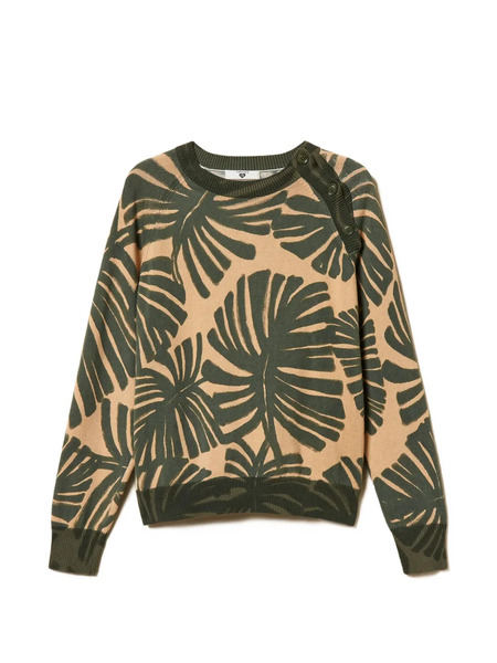  Twinset Leaf-print Sweater - Neutrals 