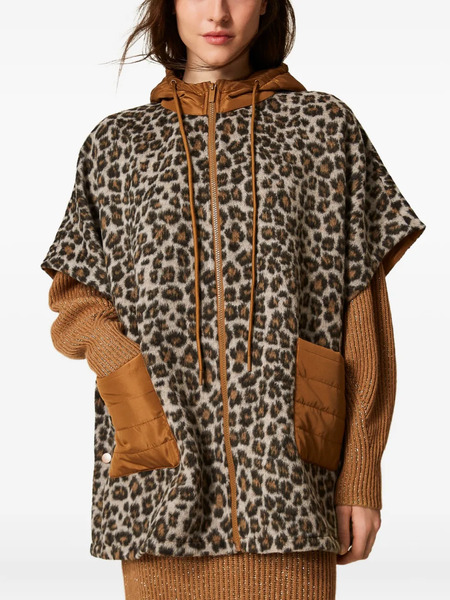  Twinset Leopard-print Hooded Jacket - Brown 