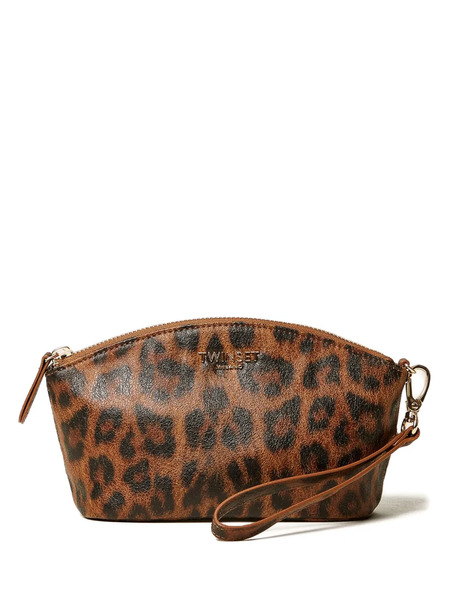  Twinset Leopard-print Zip-top Purse - Brown 