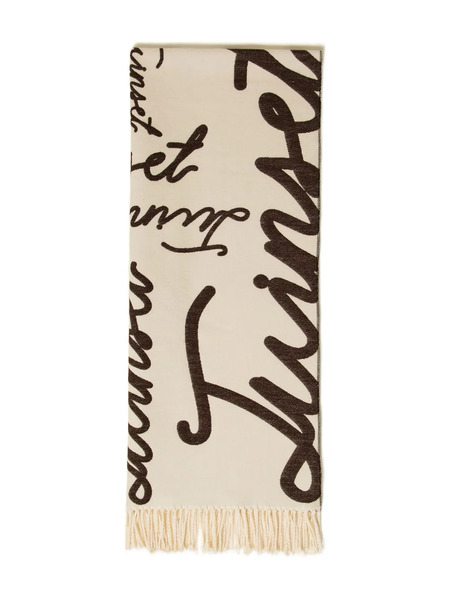  Twinset Lettering-print Fringed Scarf - Neutrals 