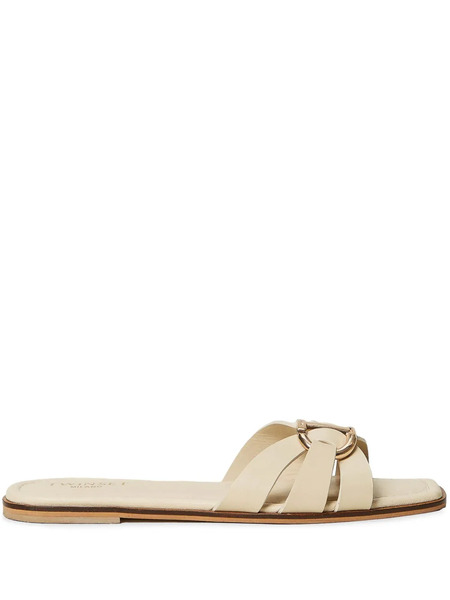  Twinset Logo-buckle Slides - Neutrals 