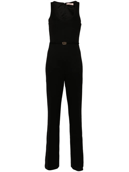  Twinset Logo-plaque Flared Jumpsuit - Black 
