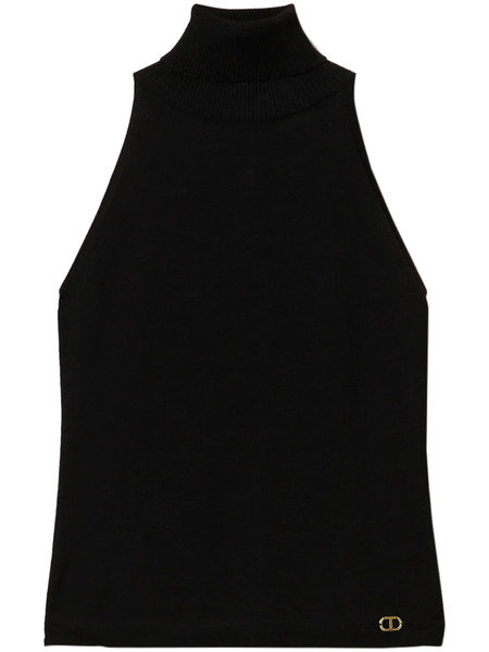  Twinset Logo-plaque Knitted Top - Black 