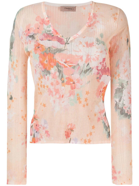  Twinset Long-sleeve Ribbed Blouse - Orange 