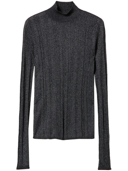  Twinset Lurex-detail Ribbed Jumper - Grey 
