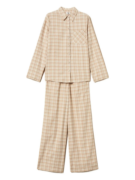  Twinset Mannish Check Pyjama Trousers And Top - Neutrals 