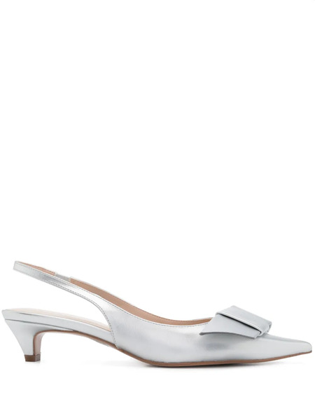  Twinset 40mm Bow-detail Slingback Pumps - Silver 