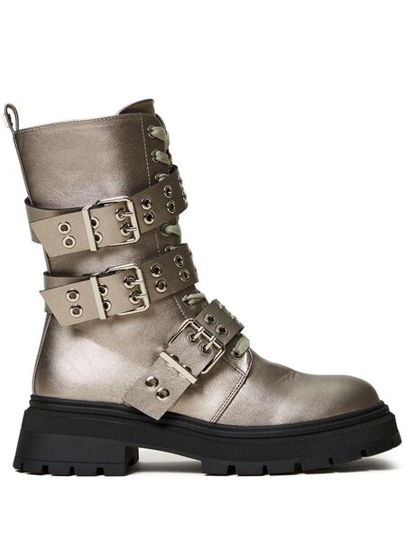  Twinset 50mm Laminated Strap Boots - Silver 