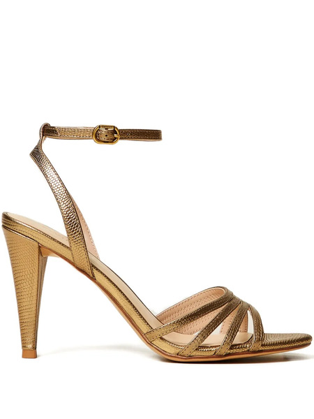  Twinset 90mm Leather Ankle-strap Heeled Sandals - Brown 