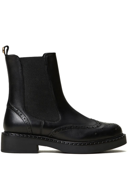  Twinset 40mm Leather Chelsea Boots - Black 